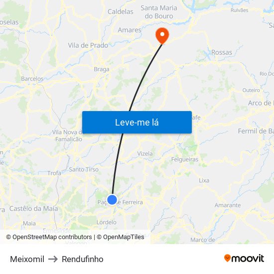 Meixomil to Rendufinho map