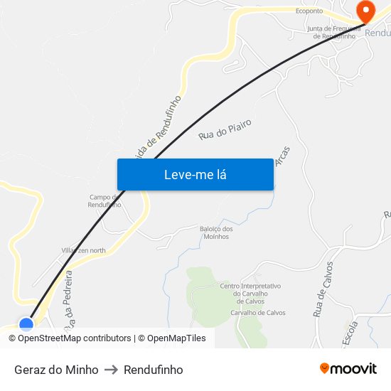 Geraz do Minho to Rendufinho map