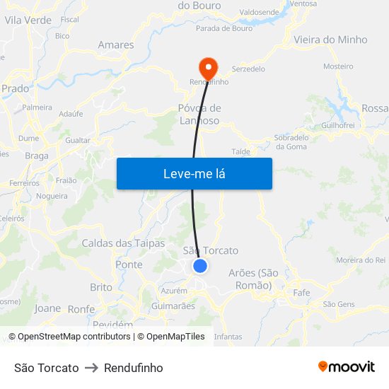 São Torcato to Rendufinho map