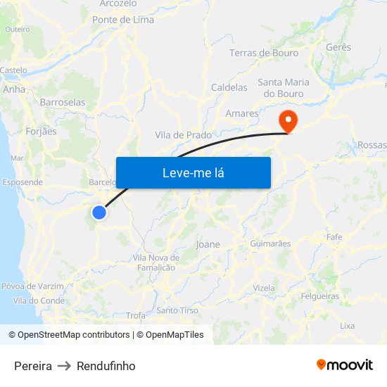 Pereira to Rendufinho map