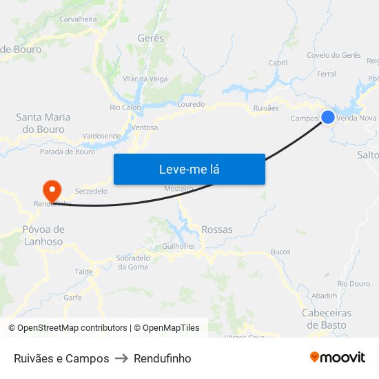 Ruivães e Campos to Rendufinho map