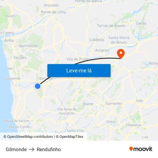 Gilmonde to Rendufinho map