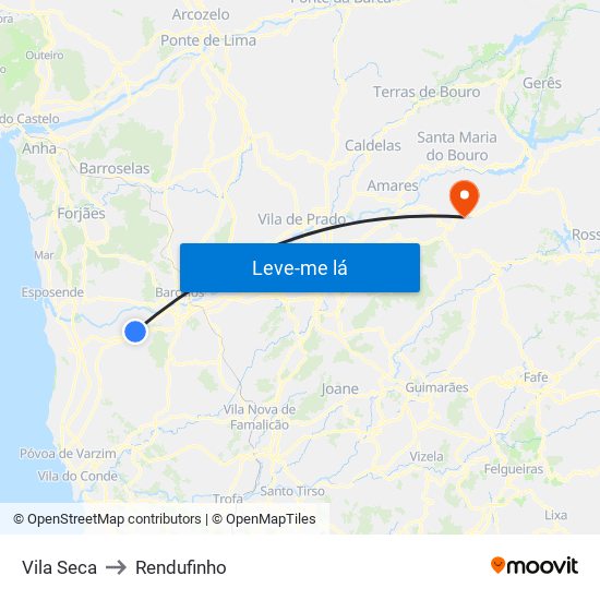 Vila Seca to Rendufinho map