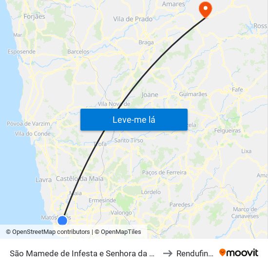 São Mamede de Infesta e Senhora da Hora to Rendufinho map