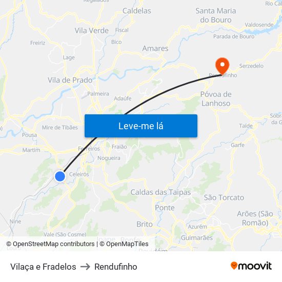 Vilaça e Fradelos to Rendufinho map