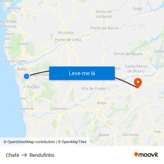 Chafé to Rendufinho map