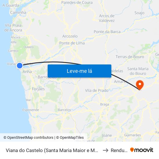 Viana do Castelo (Santa Maria Maior e Monserrate) e Meadela to Rendufinho map