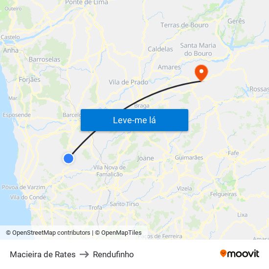 Macieira de Rates to Rendufinho map