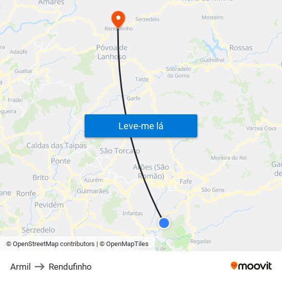 Armil to Rendufinho map