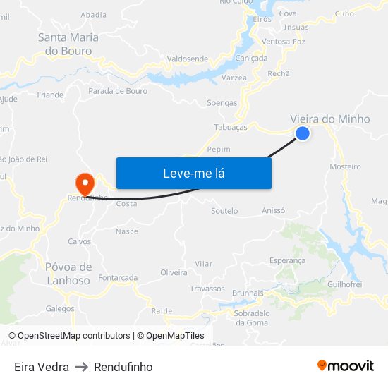 Eira Vedra to Rendufinho map