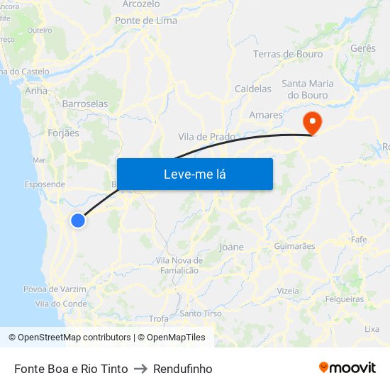 Fonte Boa e Rio Tinto to Rendufinho map