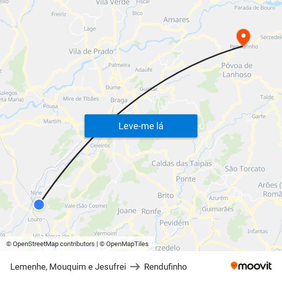 Lemenhe, Mouquim e Jesufrei to Rendufinho map