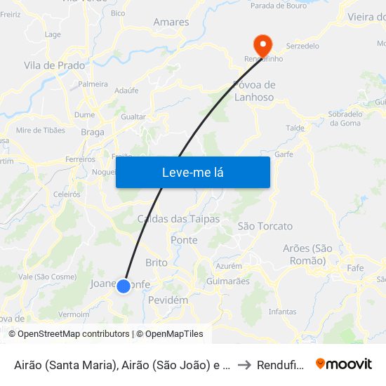 Airão (Santa Maria), Airão (São João) e Vermil to Rendufinho map