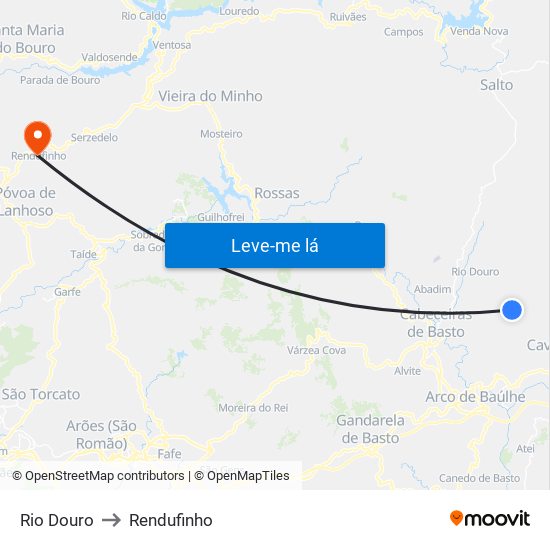 Rio Douro to Rendufinho map
