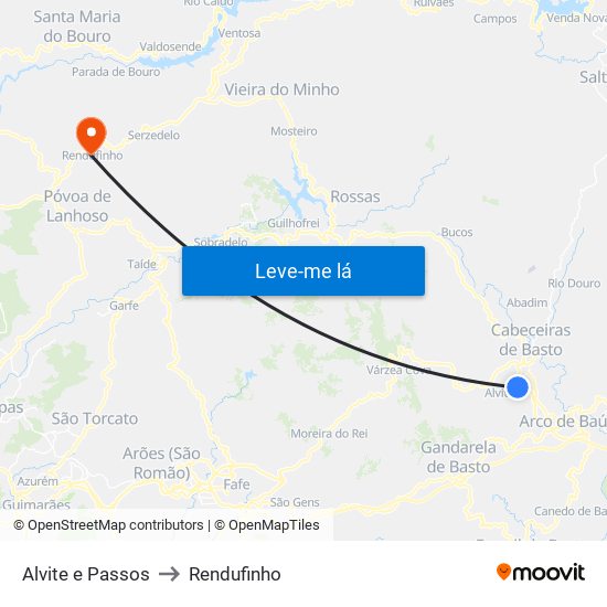 Alvite e Passos to Rendufinho map