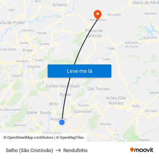 Selho (São Cristóvão) to Rendufinho map