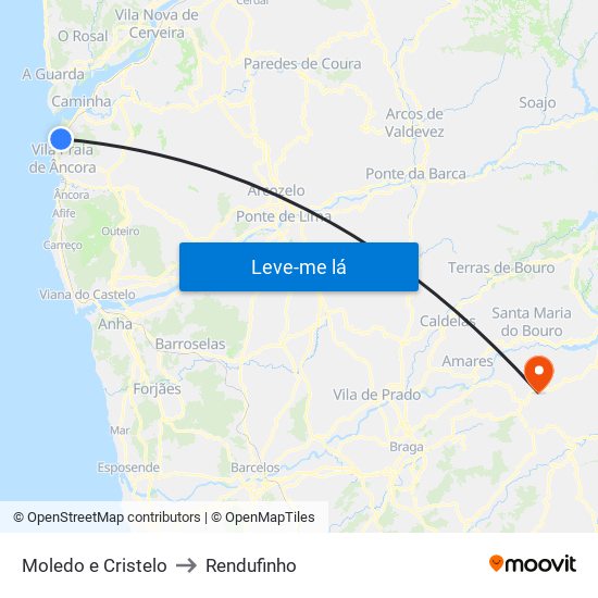 Moledo e Cristelo to Rendufinho map