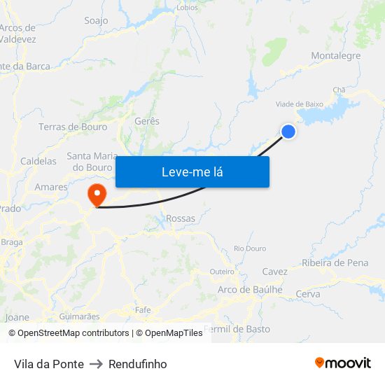 Vila da Ponte to Rendufinho map