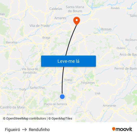 Figueiró to Rendufinho map