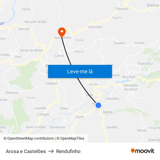 Arosa e Castelões to Rendufinho map