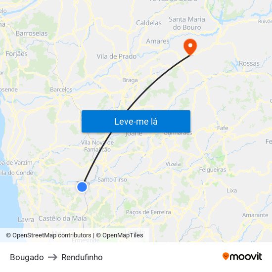 Bougado to Rendufinho map