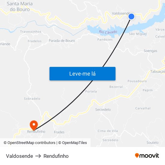 Valdosende to Rendufinho map