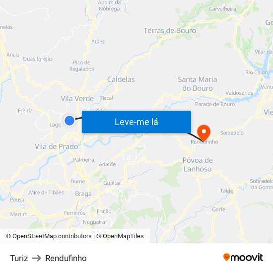 Turiz to Rendufinho map