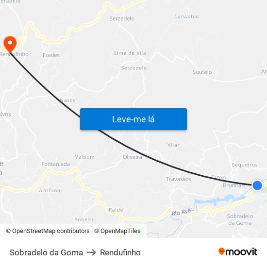 Sobradelo da Goma to Rendufinho map