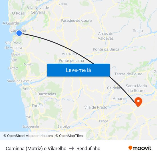 Caminha (Matriz) e Vilarelho to Rendufinho map