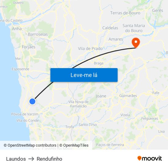 Laundos to Rendufinho map