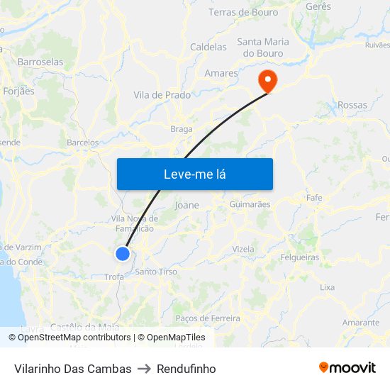 Vilarinho Das Cambas to Rendufinho map