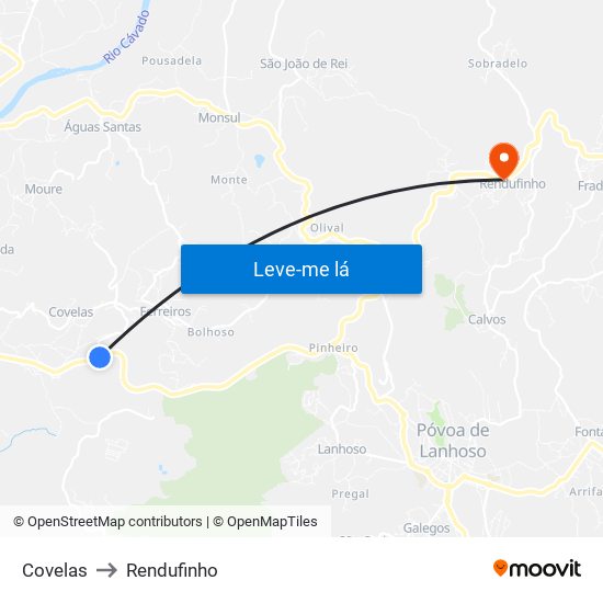Covelas to Rendufinho map