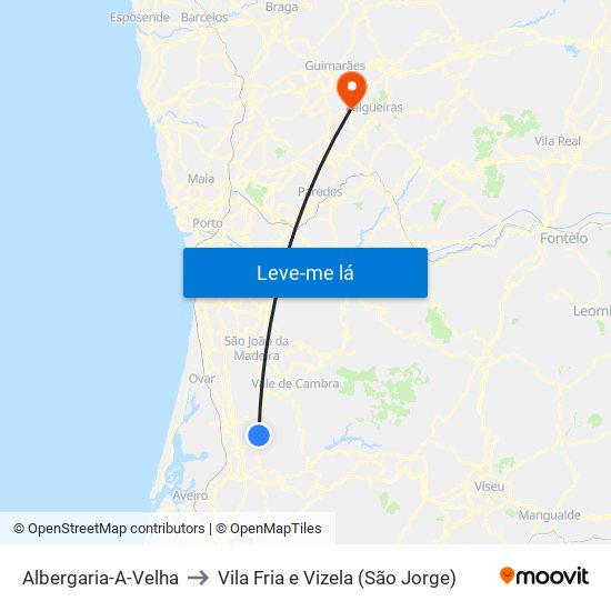Albergaria-A-Velha to Vila Fria e Vizela (São Jorge) map