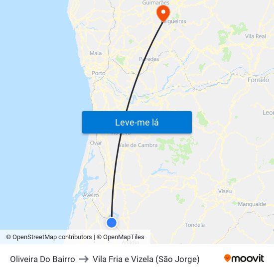 Oliveira Do Bairro to Vila Fria e Vizela (São Jorge) map