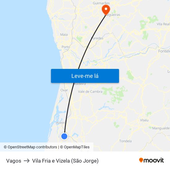 Vagos to Vila Fria e Vizela (São Jorge) map