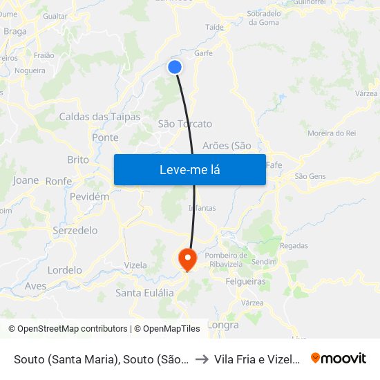 Souto (Santa Maria), Souto (São Salvador) e Gondomar to Vila Fria e Vizela (São Jorge) map