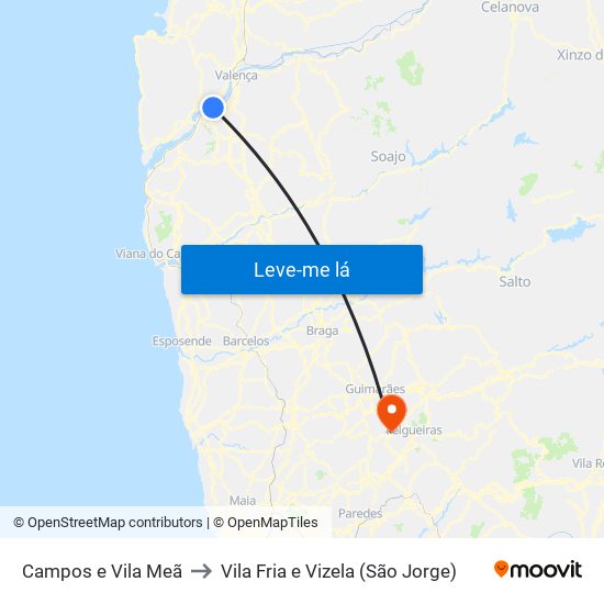 Campos e Vila Meã to Vila Fria e Vizela (São Jorge) map