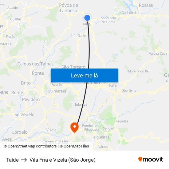Taíde to Vila Fria e Vizela (São Jorge) map
