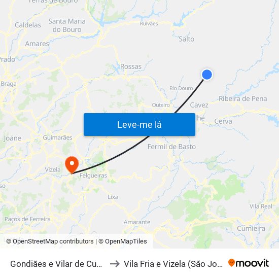 Gondiães e Vilar de Cunhas to Vila Fria e Vizela (São Jorge) map