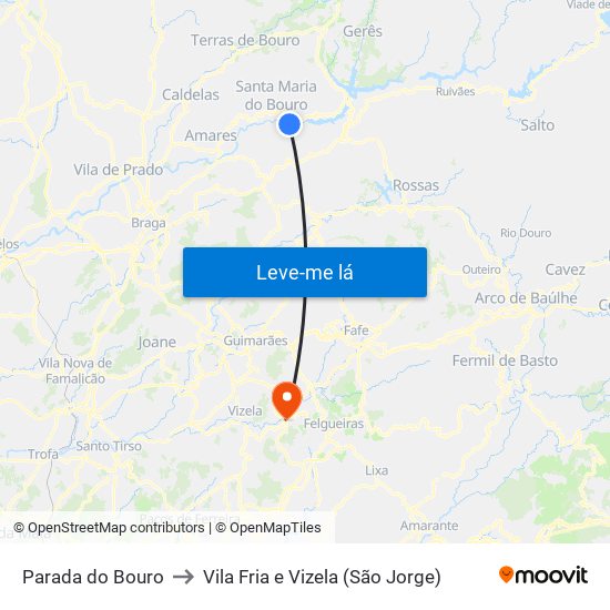 Parada do Bouro to Vila Fria e Vizela (São Jorge) map