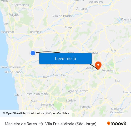 Macieira de Rates to Vila Fria e Vizela (São Jorge) map