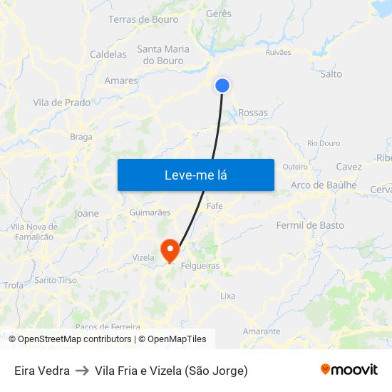 Eira Vedra to Vila Fria e Vizela (São Jorge) map