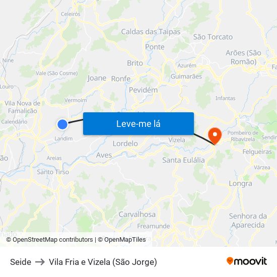 Seide to Vila Fria e Vizela (São Jorge) map