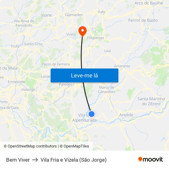 Bem Viver to Vila Fria e Vizela (São Jorge) map