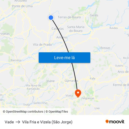 Vade to Vila Fria e Vizela (São Jorge) map