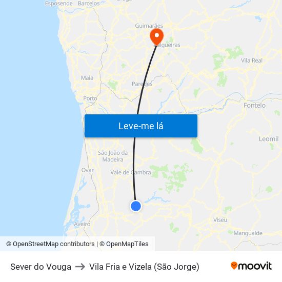 Sever do Vouga to Vila Fria e Vizela (São Jorge) map