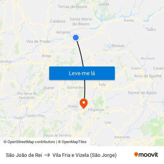 São João de Rei to Vila Fria e Vizela (São Jorge) map