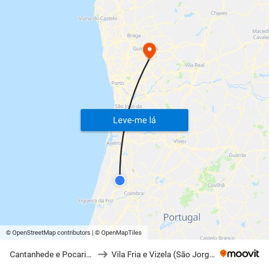Cantanhede e Pocariça to Vila Fria e Vizela (São Jorge) map