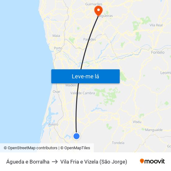 Águeda e Borralha to Vila Fria e Vizela (São Jorge) map