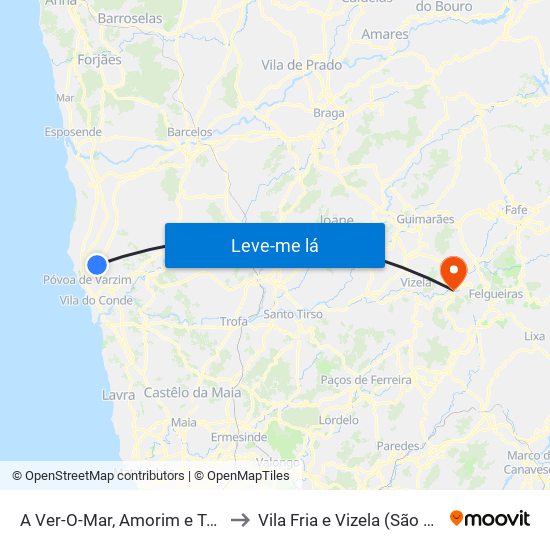 A Ver-O-Mar, Amorim e Terroso to Vila Fria e Vizela (São Jorge) map